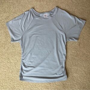 Athleta Light Gray Short Sleeve Top with Ruching - Small